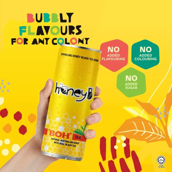 HoneyB Boh Tea Real Sparkling Honey Drink 250ml x 24 Cans
